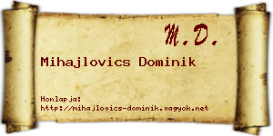 Mihajlovics Dominik névjegykártya